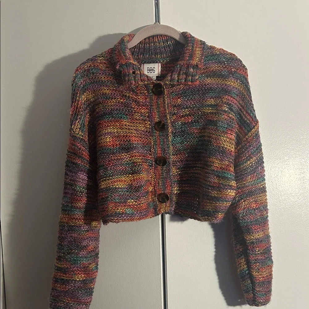 Urban outfitters BDG Multicolor Knit Cropped Cardigan rainbow colors - Picture 4 of 8